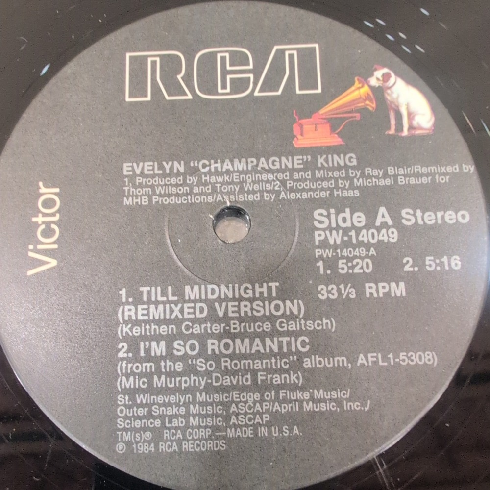 Evelyn Champagne King Till Midnight Remixed 12" Vinyl Single 1984 RCA PW-14049 - Picture 5 of 7